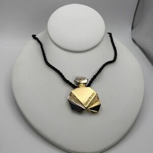 Vintage Gianni Versace Gold Tone Perfume Bottle Pendant Necklace Rare
